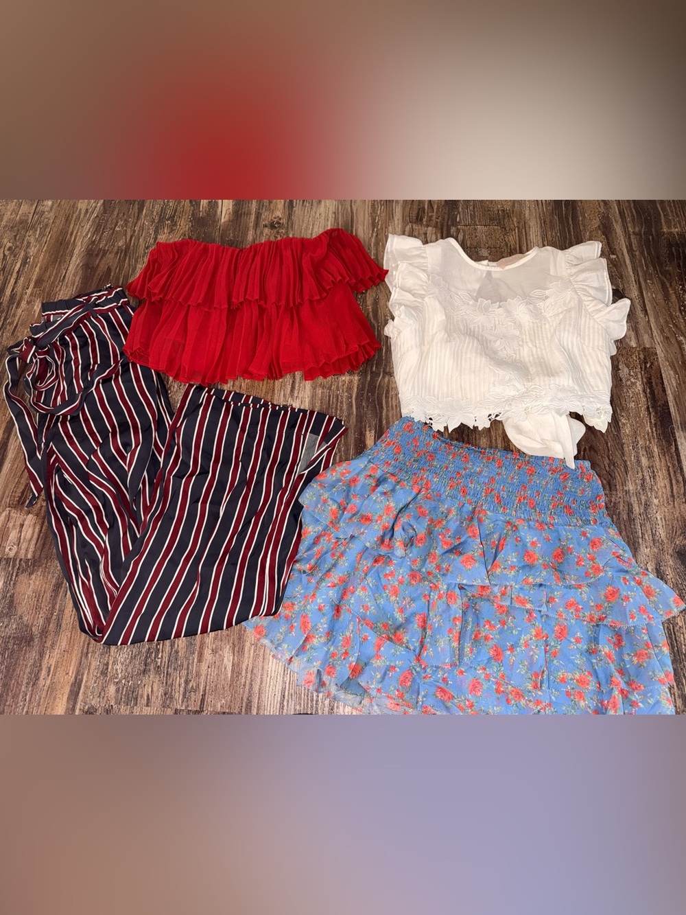 Designer Clothing Bundle Lot: Frame Striped Pants, Keepsake Crop Tops, Intermix